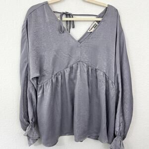 Savanna Jane Womens Blouse Top Size L Shimmer Ruffle V Neck